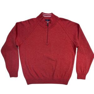 Boggi Milano Red Pure Wool Half Zip Pullover Sweater Luxury Italian‎ Menswear L
